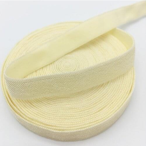 5 Yards/lot 3/8"10mm Cream Solid FOE Fold Over Elastics Spandex Satin Band DIY Lace Sewing Trim