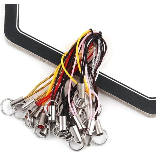 50pcs/lot Color Polyester Double Ring Lanyard Jewelry Lanyard Mobile Phone DIY Key Ring DIY Keyfob DIY KeyChain Accessories