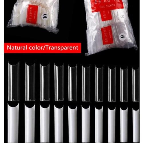 500Pcs Extra Long C Curve Tapered False Fake Nail Half Cover Tips Acrylic Nails New