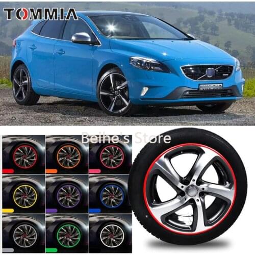 8M Car Wheel Hub Rim Edge Protector Ring Tire Strip Guard Rubber Decals For Volvo V40