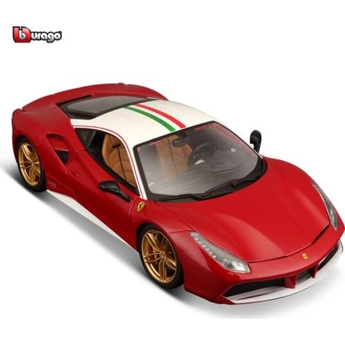 Bburago 1:18 Ferrari 488 10th anniversary Red and white stripes alloy car model simulation car decoration collection gift toy