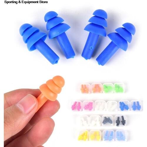 2Pairs Waterproof Silicone Swimming Ear Plugs Earplugs Ear Protector Noise Reduction Protective Earmuffs For Travel Sleeping