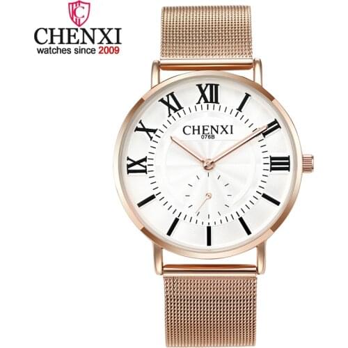 CHENXI Luxury Womens Watches Lover Wristwatches Men and Women Quartz-watch Rose Gold Stainless Steel Ladies Quartz Wristwatch