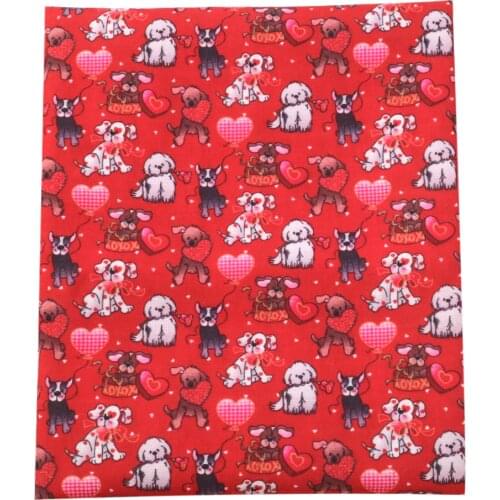 David accessories 50*145cm Plaid Dog Printed Polyester Cotton Fabric for Tissue Kids Home Textile for Sewing Tilda Doll,c9962