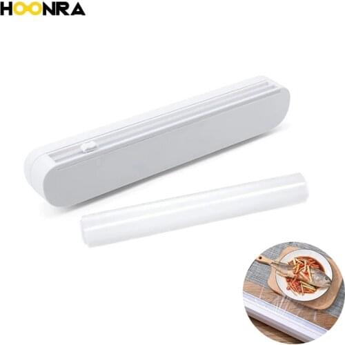 HOONRA 1 Set Foil Cling Film Wrap Dispenser Reusable Food Wrap Cutter Plastic Wrap Dispenser Storage Holder Kitchen Accessories