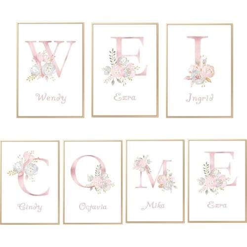 Personalized Name Canvas Painting Art Letter Posters and Prints Childrens Room Family Living Room Decoration Wall Print Picture