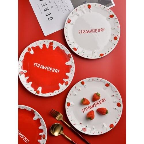 Strawberry Ceramic Plate Red And White Plate Household Goods Set Home Service Platter Popular Dinner Plate Design Christmas Gift