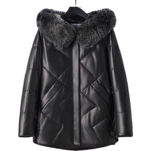 KMETRAM Women's Leather Jackets With Fur