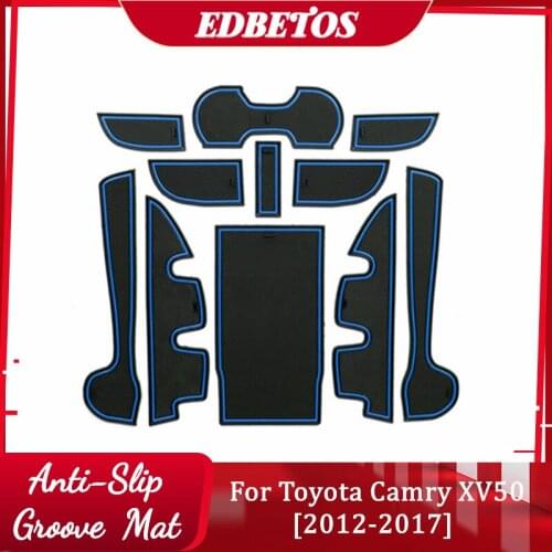 3 Colors 11pcs Door Groove Mat Interior Accessories Parts Silica Gel For Toyota Camry XV50 2012-2017 Up (Red/White/Blue)