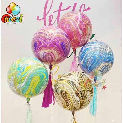 4D Round wedding Birthday party and event decorations Gold marble texture pink black green magic super ballon baby shower decor