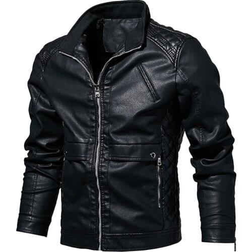 Men PU Jackets Outwear Leather Slim Biker Coat Men 2019 Cool Motorcycle Jacket Male Winter Autumn Jaquetas De Motocicleta 6XL