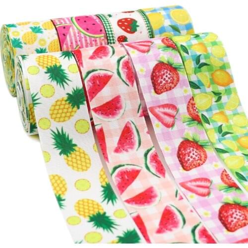 10 Yards 1.5" 38MM Fruit Pineapple Printed Grossgrain Ribbon For Hair Accessories DIY Craft Supplies Sewing Handmade Y2021051301