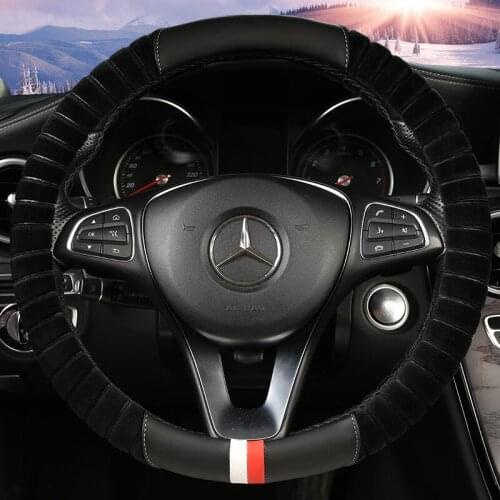 M 37-38cm Car Steering Wheel Covers Winter Warm Soft Short Plush Styling Universal Interior Accessories Car-styling