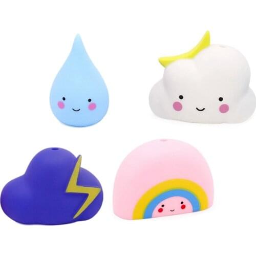 Cute Baby Bath Water Toy Early Education Cute Raindrop Rainbow Weather Toy Clouds Shower Floating Toy Bathroom Water Toy