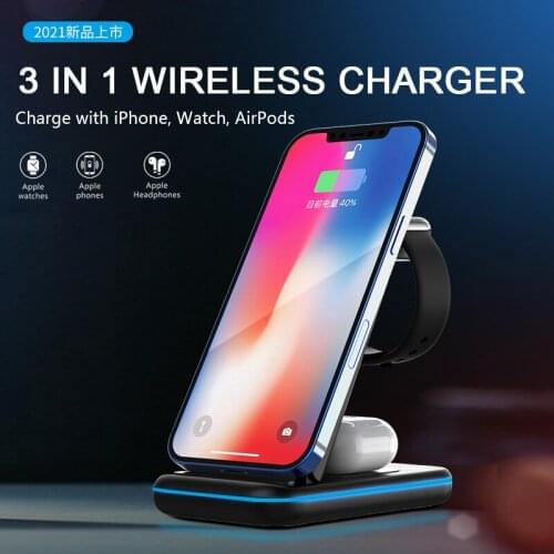3 in 1 Mult-Function Magsafe Fast Wireless Charger For iPhone 12 11 Pro Max XR S Apple Watch Airpods Charges Dock Magnet Station