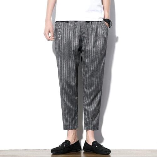 Fashion Suit Pants Japanese Mens Leggings Student Casual Cargo Pants Men Mens Striped Trousers Streetwear Size M-5XL