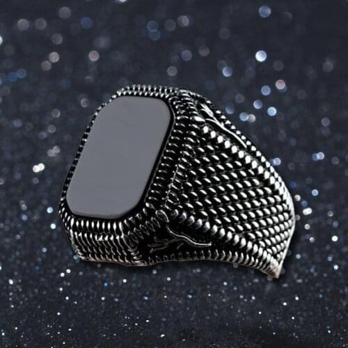 7/8/9/10/11/12 Sizes Birthstone Square Natural Ring Mens Luxury Black Anniversary Party Engagement Jewelry Gifts