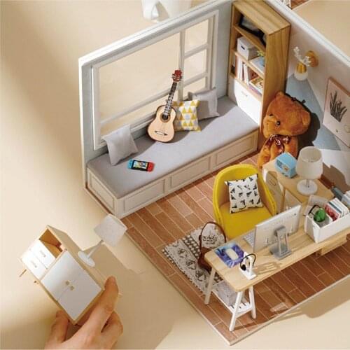 Assemble DIY Wooden House Dollhouse kit Wooden Miniature Doll Houses Miniature Dollhouse toys With Furniture LED Lights Gift