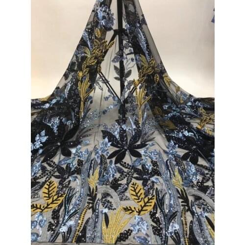 New and Unique African sequins Lace fabric SYJ-11786 African french sequince lace fabric