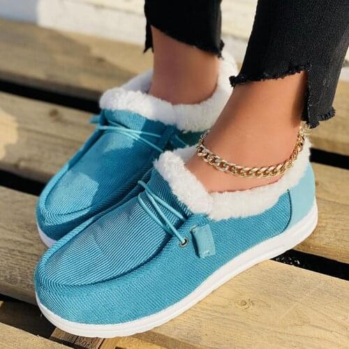 2021 New Casual Snow Boots Thick Fur Plush Warm Winter Shoes Slip On Ankle Boots Fashion Comfort Furry Boots Booties Woman