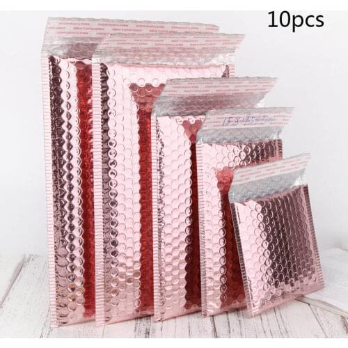 New Rose Gold Color Aluminum Film Bubble Bag Clothing Express Padded Shipping Envelope Quakeproof Bubble Mailing Bag DOM668