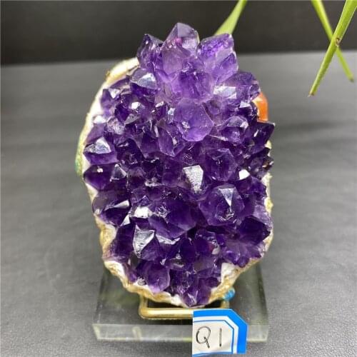 TOP Natural Purple Amethyst Cathedral Quartz Crystal Cluster Mineral Specimen from Brazil