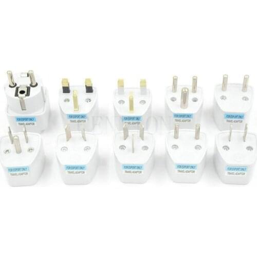 White To EU US AU DE UK AC Power Plug Trip Travel Adaptor Converter for Tour 100pcs free express