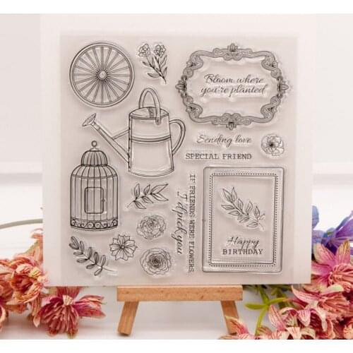 Gardening Transparent Clear Silicone Stamp Seal DIY Scrapbook Rubber Hand Account Photo Album Diary Decor Reusable 13.5*14.5cm