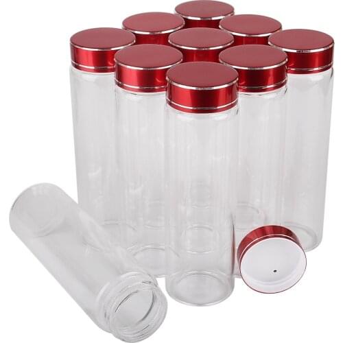 15 Pieces 90ml Glass Bottles with Red Lids 37*120mm Spice Jars Glass Jars Glass Containers Candy Jars for Wedding DIY Craft