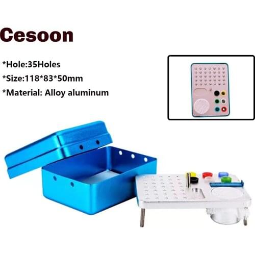 Cesoon 35 Holes Dental Aluminium Bur Holder Autoclave Disinfection Blue Box Color Tools