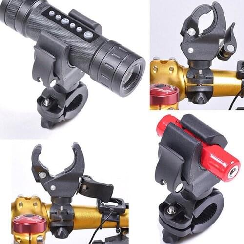 Universal 90-Degree Rotatable Bike Bicycle Handlebar LED Flashlight Torch Mount Clamp Holder Grip Bracket (Black)