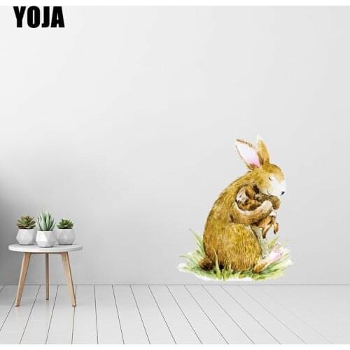 YOJA 38×46.7CM Watercolor Painting Rabbit Mother Baby Bedroom Kids Room Wall Stickers Decals 8WS0133