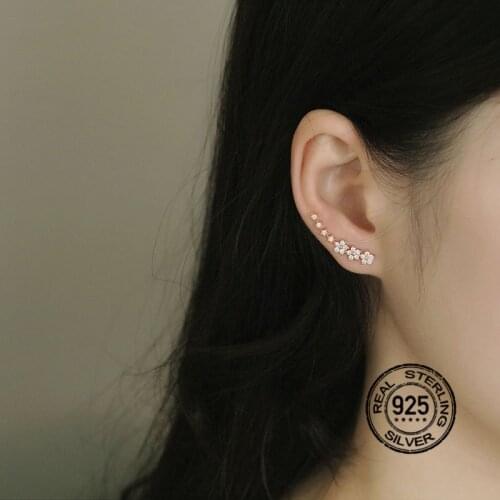 925 Sterling Silver Earrings For Women Set Rose Gold Diamond Zircon Cute Stars Personality Creative Fashion Retro Jewelry INEFFA