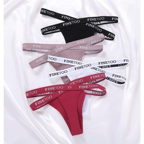 Womens Thongs Sexy Cross Letter Waistband Panties High Split Thread Cotton Briefs Lingerie