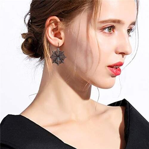 Punk Black Spider Web Drop Earrings Halloween Party Accessories Jewelry Women Dangle Hanging Earring Jewelry