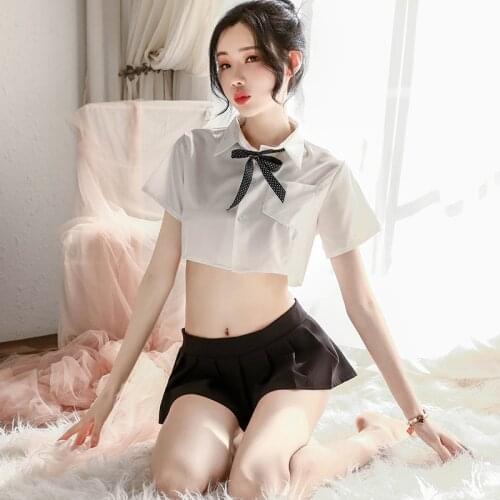 Women Sexy Cosplay Lingerie Student Uniform School Girl Sexy Cute Costumes JK Kawaii Clothing Miniskirt Outfit Short Top Sets