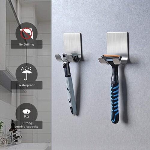 1PCS Punch Free Shaving Razor Holder Men Shaving Shaver Storage Hook Wall Shelf Bathroom Razor Rack Wall Kitchen Accessories