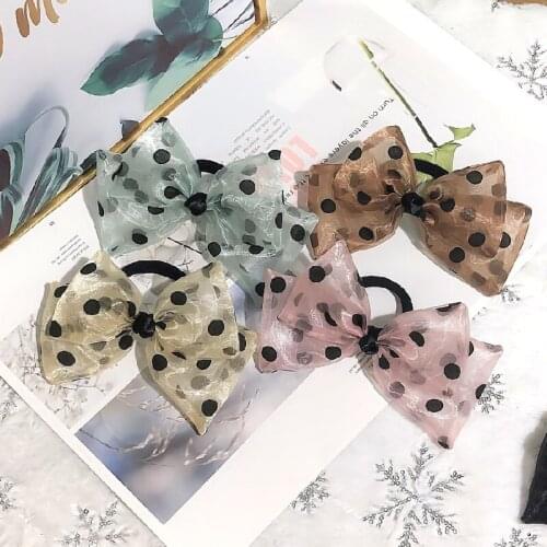 1PCS New Girls Hair Accessories Girl Headwear Baby Elastic Hair Bands Kids Headdress Children Sweet Lace Print Bow Hair Ropes