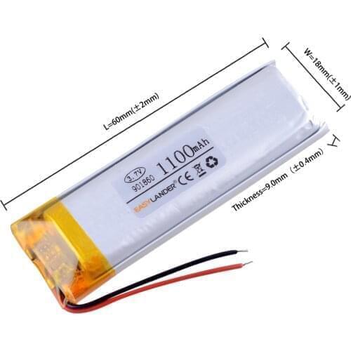 10pcs/Lot 3.7V 1100mAh 901860 Rechargeable li Polymer Li-ion Battery For bluetooth headset mp3 speaker recorder wristband 091860