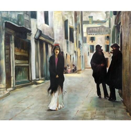 100% Handmade Painting for Office Wall Decor Street in Venice by John Singer Sargent Abstract Oil Painting No Framed
