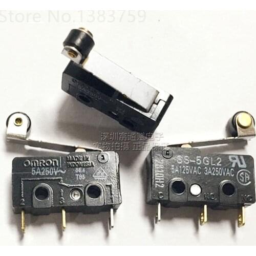2pcs Micro switch small stroke limit switch 3 feet SS-5GL2 with handle roller