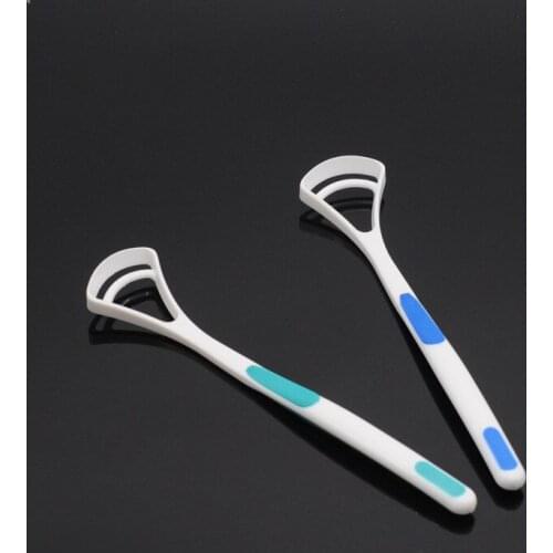 2Pcs Dental Clinic Hand Scraper Brush Silica Handle Oral Hygiene Tongue Cleaner Bad Breath Away