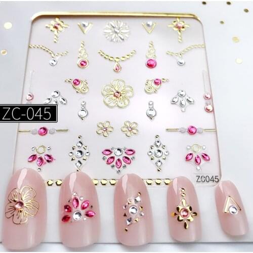 1 Pc 3D Necklace DIY Design For Nail Art Decoration Laser Flower Pattern Manicure Decals Nail Accessories ZX13