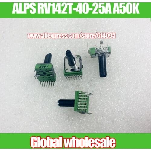 4pcs ALPHA 142-type Vertical Dual Potentiometer RV142T-40-25A A50K / Handle 18MMF / 7 Foot