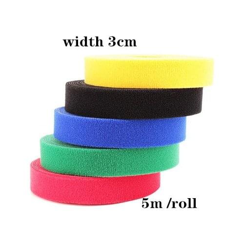 5 meters / roll of tape nylon cable ties width 3 cm cable management cable ties 4 colors to choose for DIY