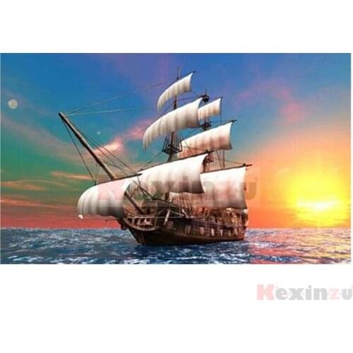 5D DIY Full Square/Round Drill Diamond Painting "sailboat" Embroidery Mosaic Cross Stitch Wall Stickers Decor Gift SF104