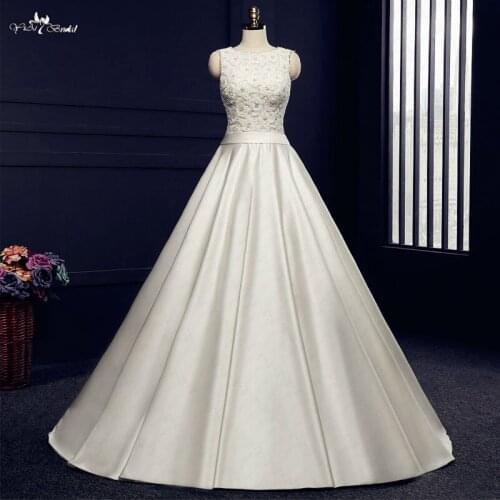 RSW986 Backless Beaded Satin Wedding Dress