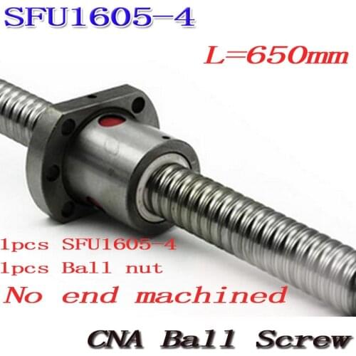 Free Shipping SFU1605-4 SFU1605 650mm RM1605 650mm C7 Rolled Ball screw 1pc+1pc ball nut for SFU1605