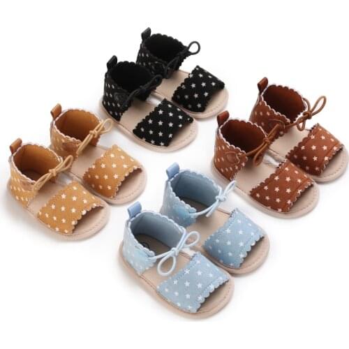 Summer Autumn Ins Cute Baby Girls Bow Polka Dot Sandals Party Princess Sandals Non-Slip First Walkers 0-18M