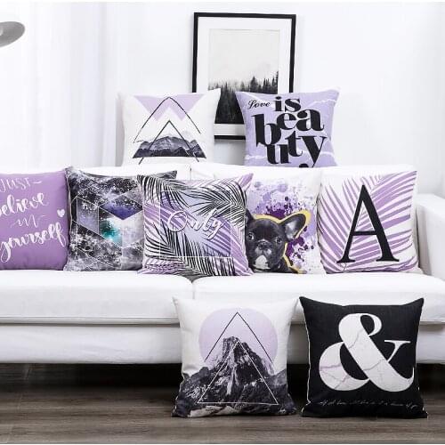 Decorative cushion cover/Ins Purple Geometry Landscape cotton pillow/Wholesale and retail cushions/Marine style waist